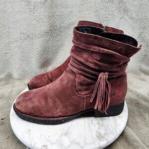 Born Shoes Womens Size 7.5 Burgundy Red Leather Ankle Boots *Read*